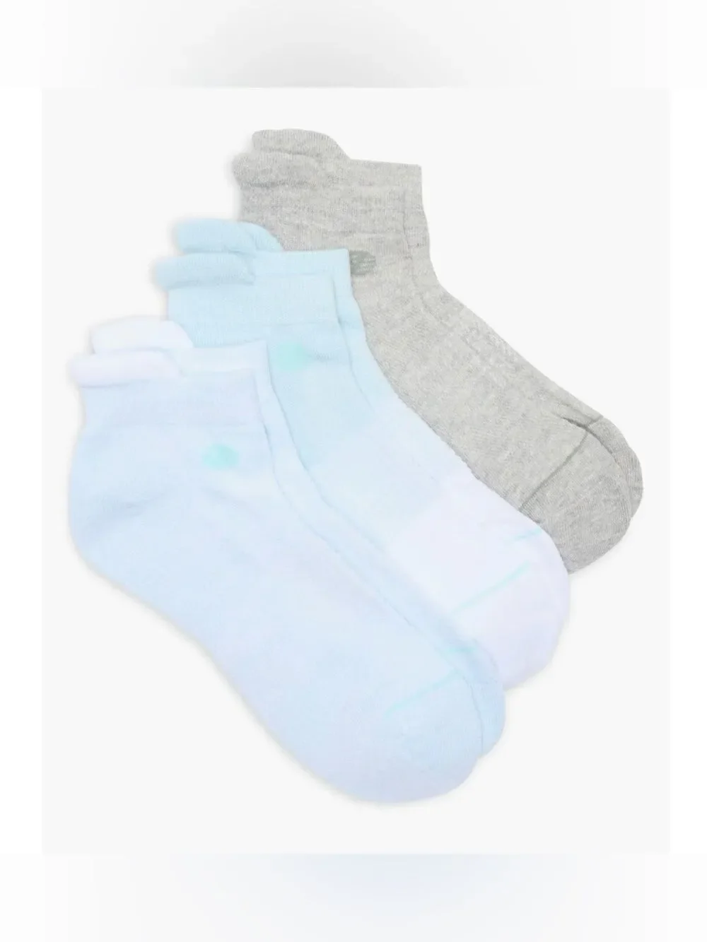 Zella OS Shades of Blue Ankle Tab Sport Cotton Blend 3 pack Socks